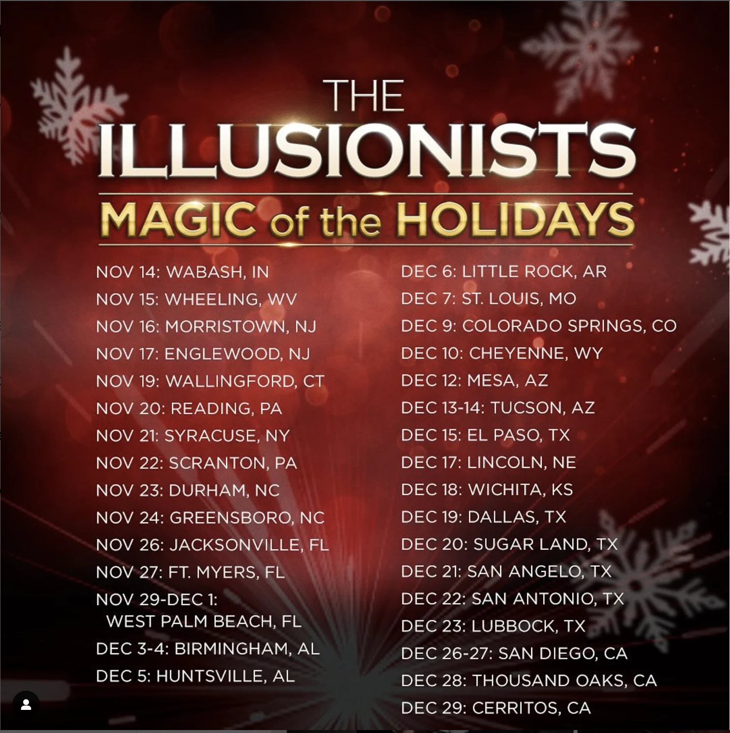 Excited to be touring with The Illusionists this holiday season